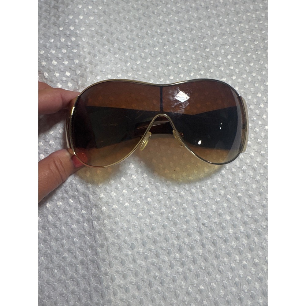 Italian Design Shield Sunglasses Womens OS Brown Fair Y2K Gradient 2791